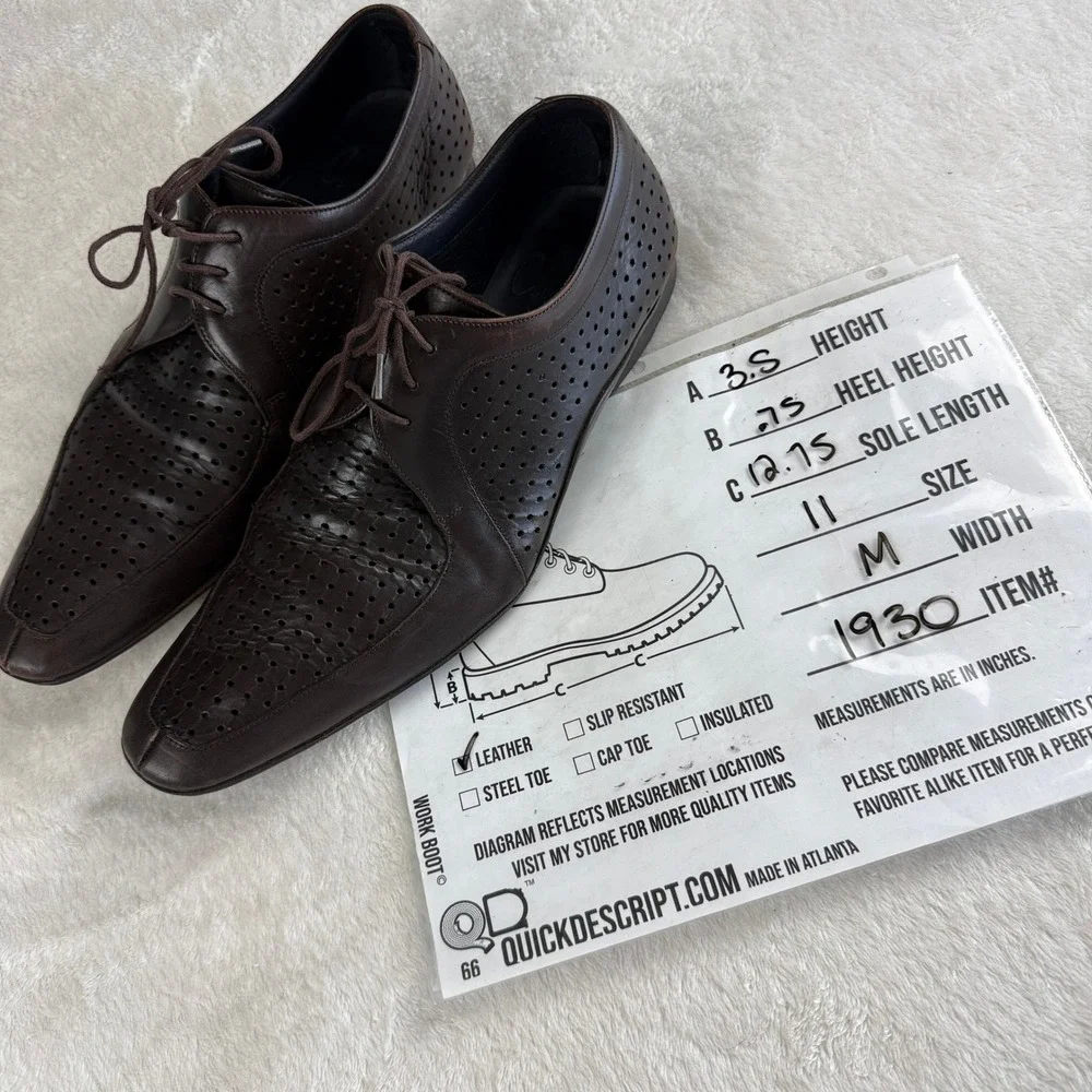 Vtg Mezlan Okanagan Oxford Mens 11M Brown‎ Perforated Leather Spain Y2K Luxury